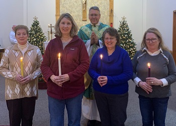 Fr. William Holoubek, pastor; Sharon Schaub, treasurer; Denise Ketteler, secretary; Deb Hoffman, vice president; Teresa Kresak, president