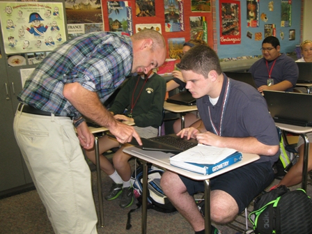 Student using laptop