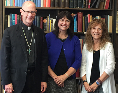 Bishop Conley is pictured with Janette Howe, who founded the Seven Sisters Apostolate in Minnesota in 2011, and Rhonda Litt, coordinator for the Lincoln Diocese. Courtesy photo