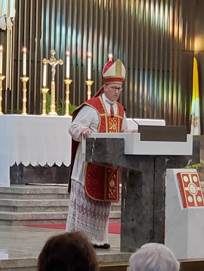 Bishop James Conley preaches during the opening Mass of the “Synod on Synodality” at the Cathedral of the Risen Christ in Lincoln October 2021. Photo by Father Christopher Eckrich